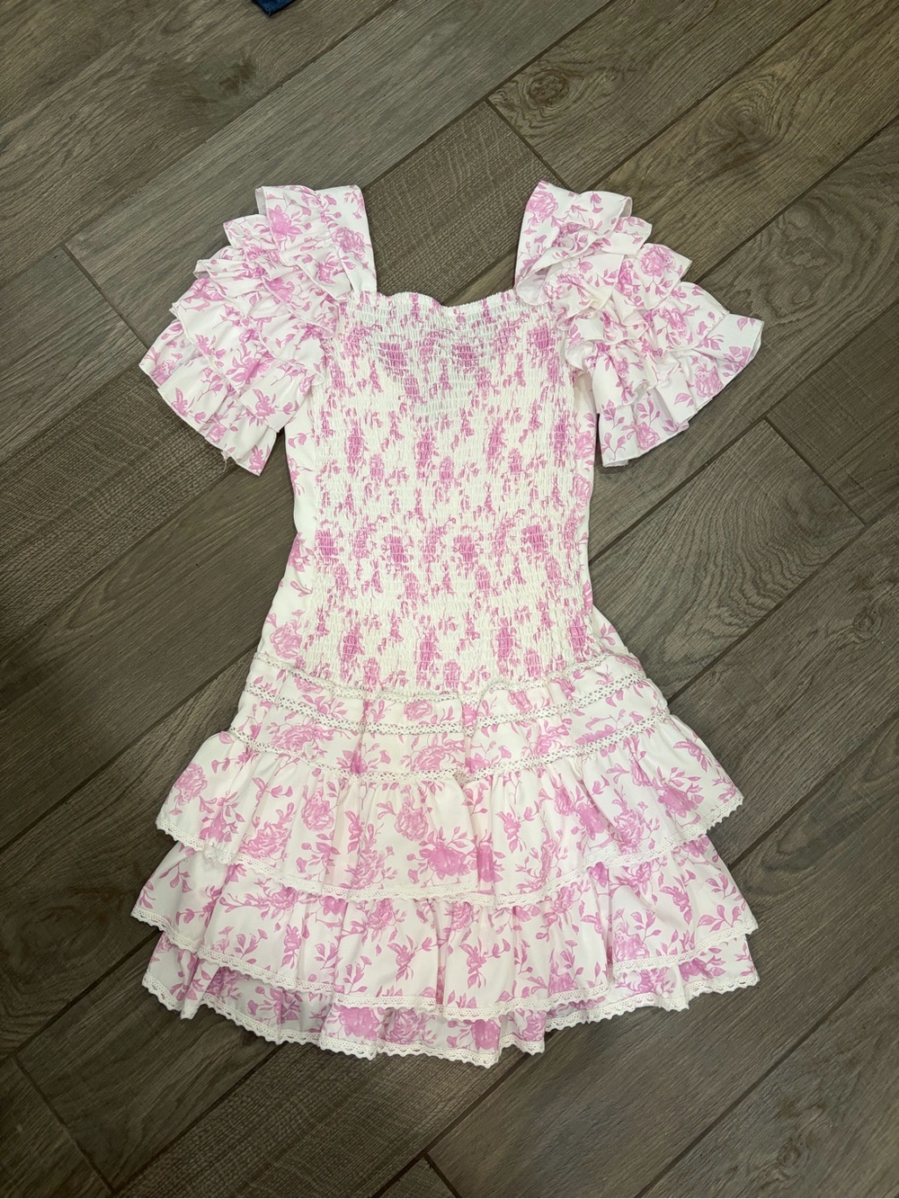 Floral Pink Ruffle Mini Dress - Picture 4 of 4